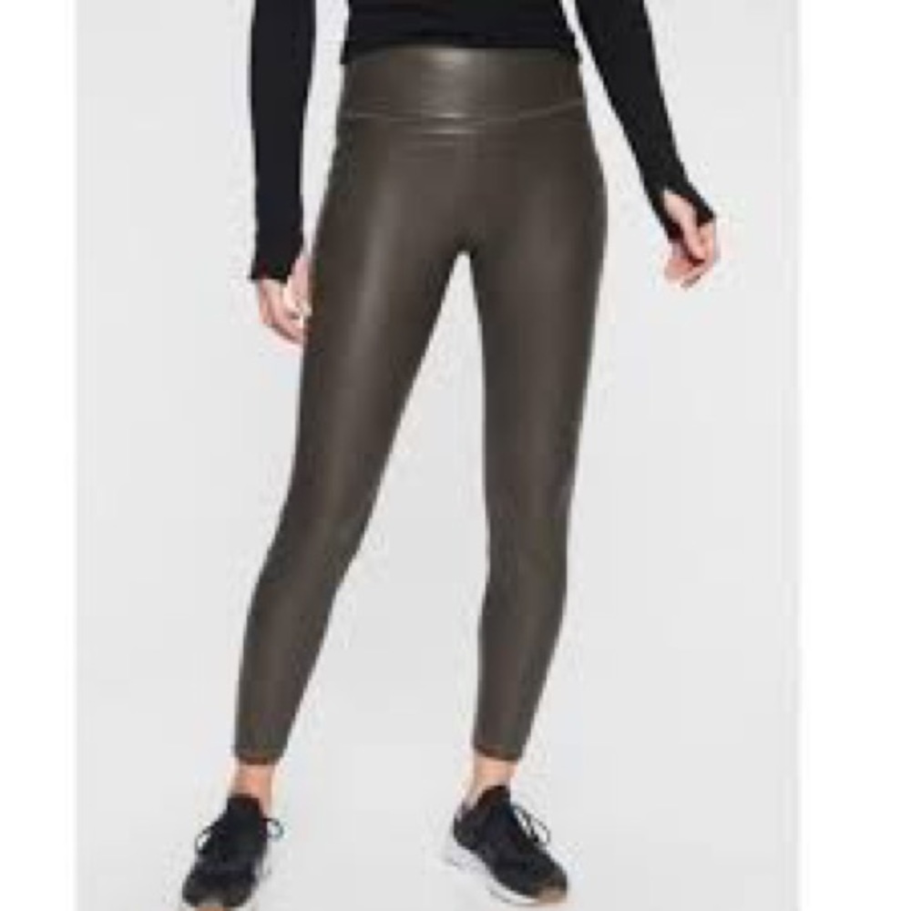 ATHLETA All Over Gleam Tight Faux Leather Leggings.